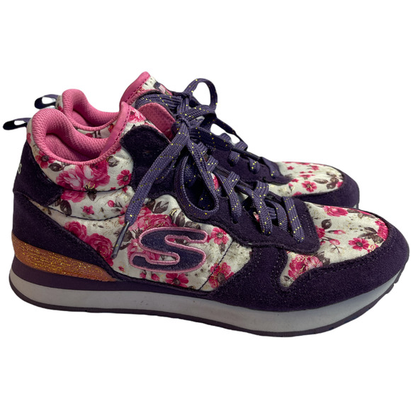 Skechers Other - Skechers Purple Floral Memory Foam Sneakers Size 3